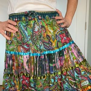 Long printed maxi boho skirt